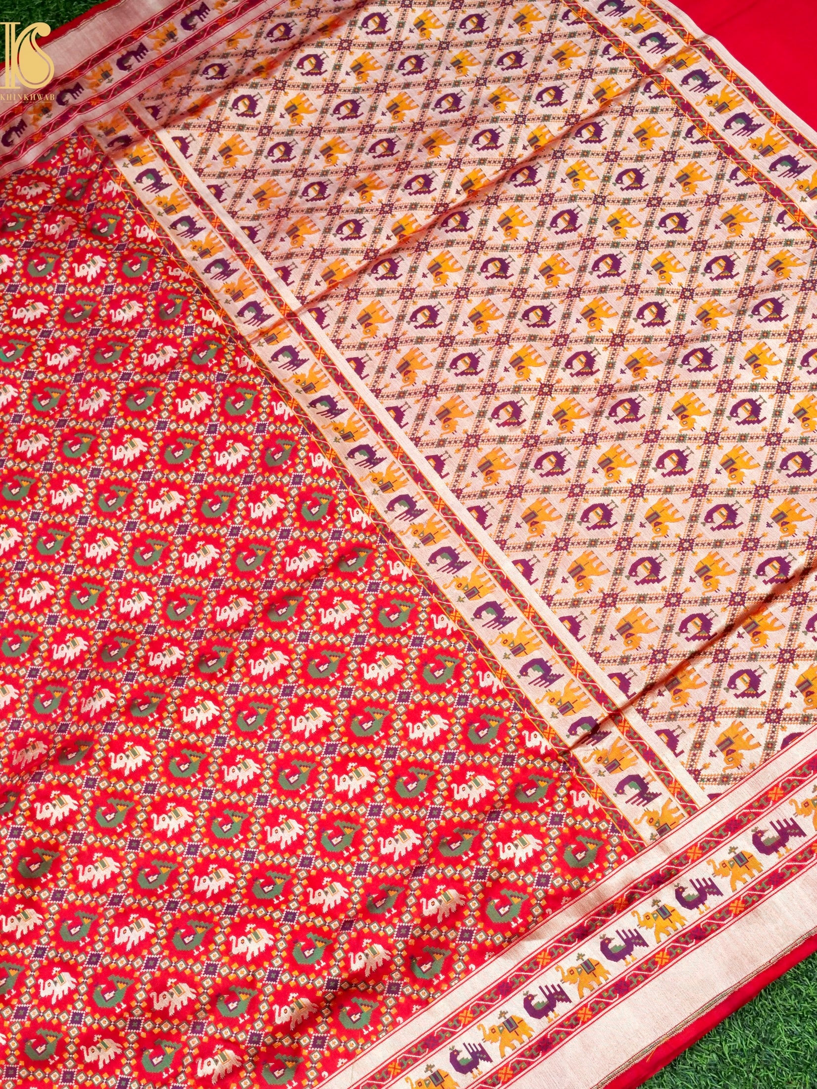 Handwoven Banarasi Katan Silk Patola Saree - Khinkhwab
