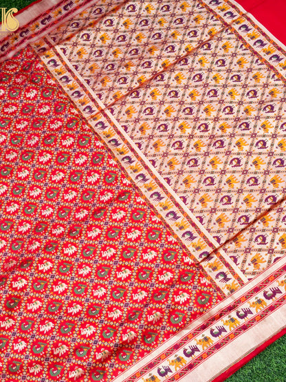 Handwoven Banarasi Katan Silk Patola Saree - Khinkhwab