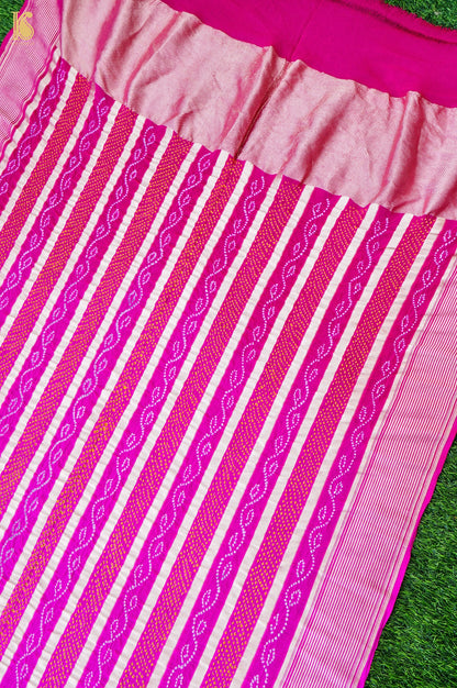 Handloom Banarasi Georgette Bandhani Stripes Dupatta