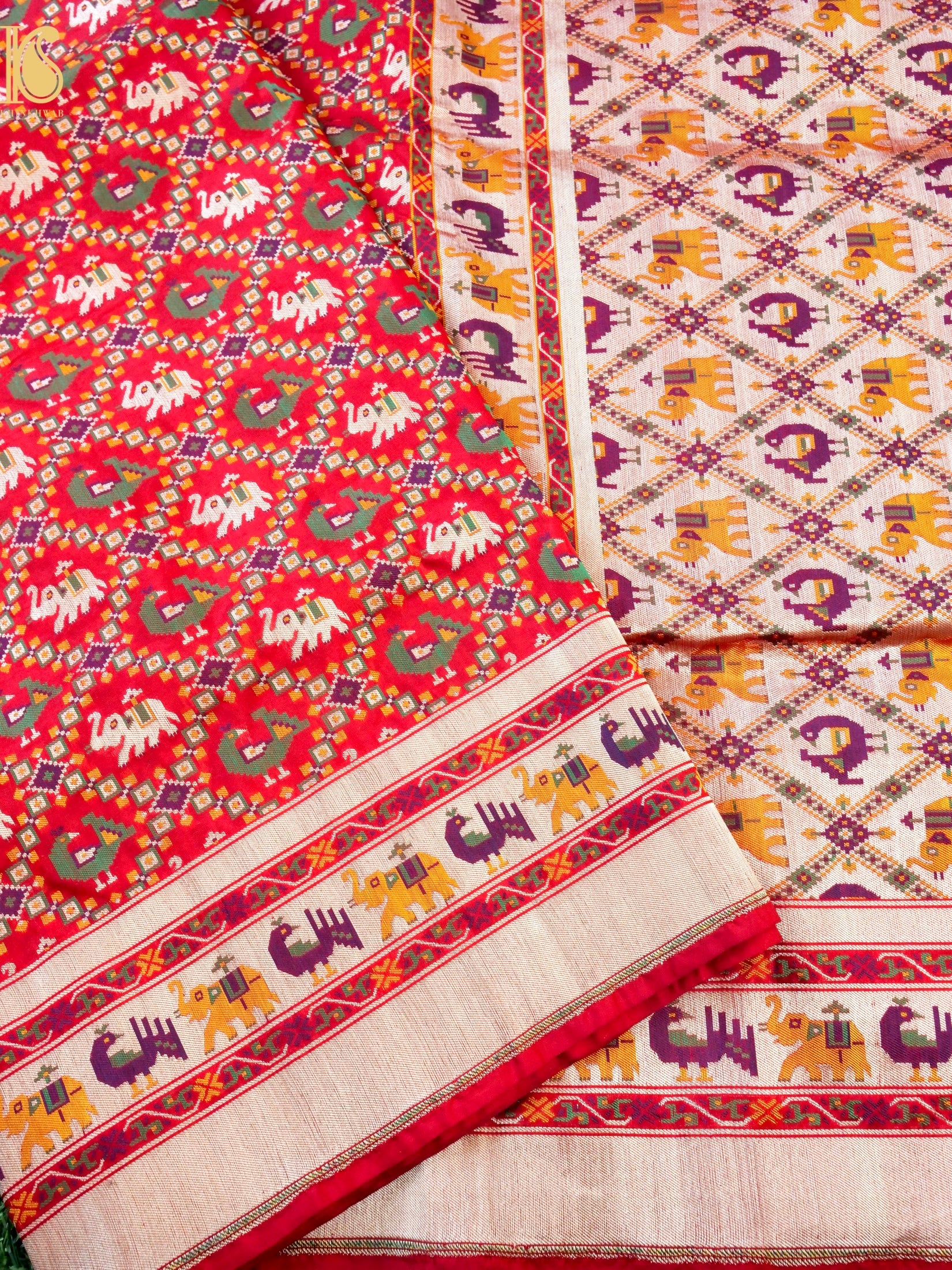 Handwoven Banarasi Katan Silk Patola Saree - Khinkhwab