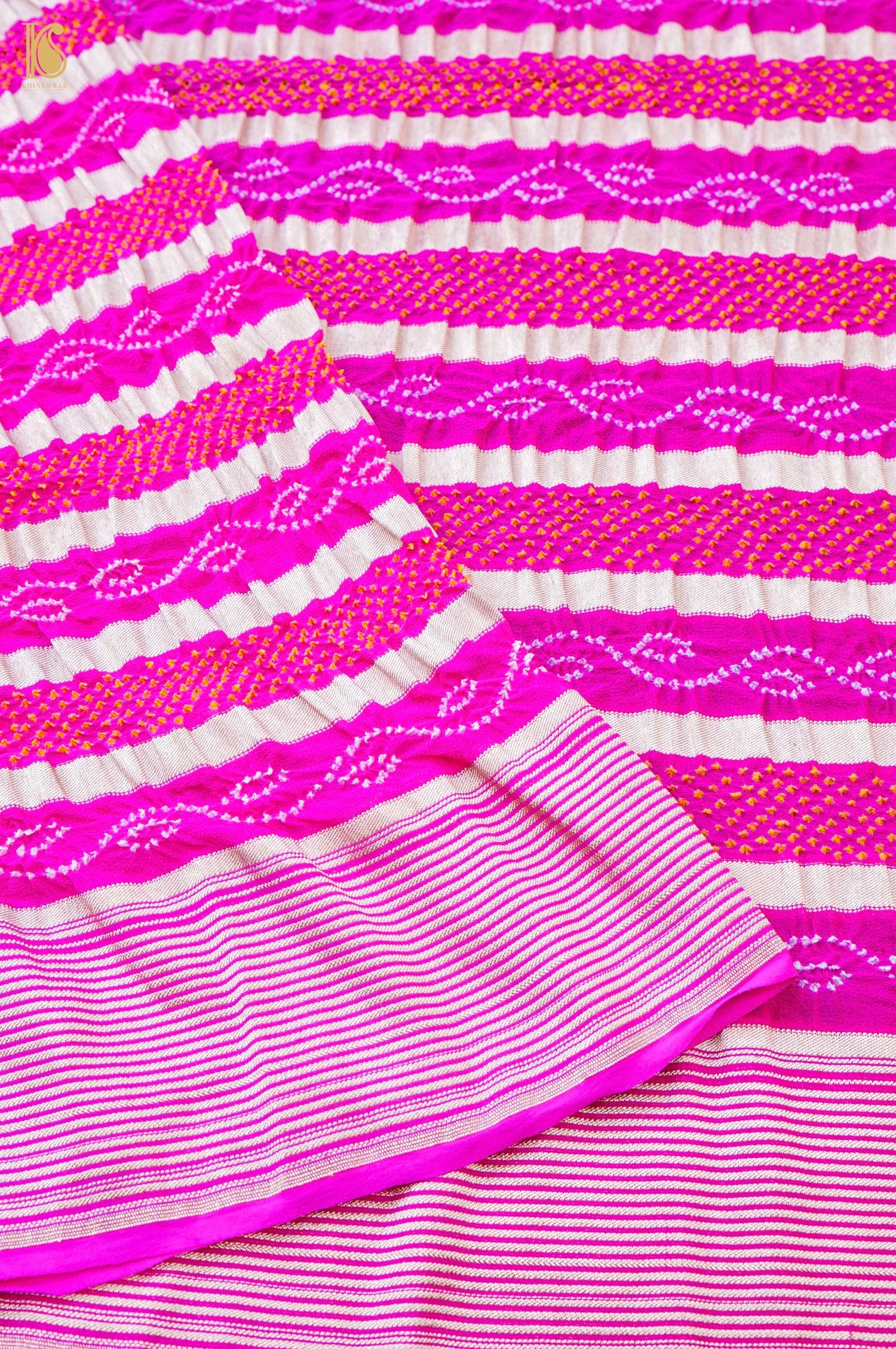 Handloom Banarasi Georgette Bandhani Stripes Dupatta