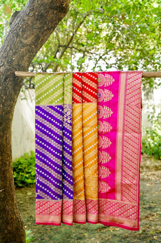 Handloom Banarasi Chauki Rangkat Pink Silk Saree