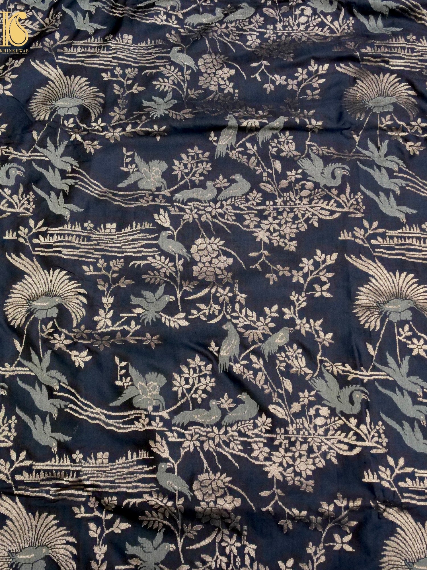 Handloom Pure Brocade Banarasi Big Birds Fabric