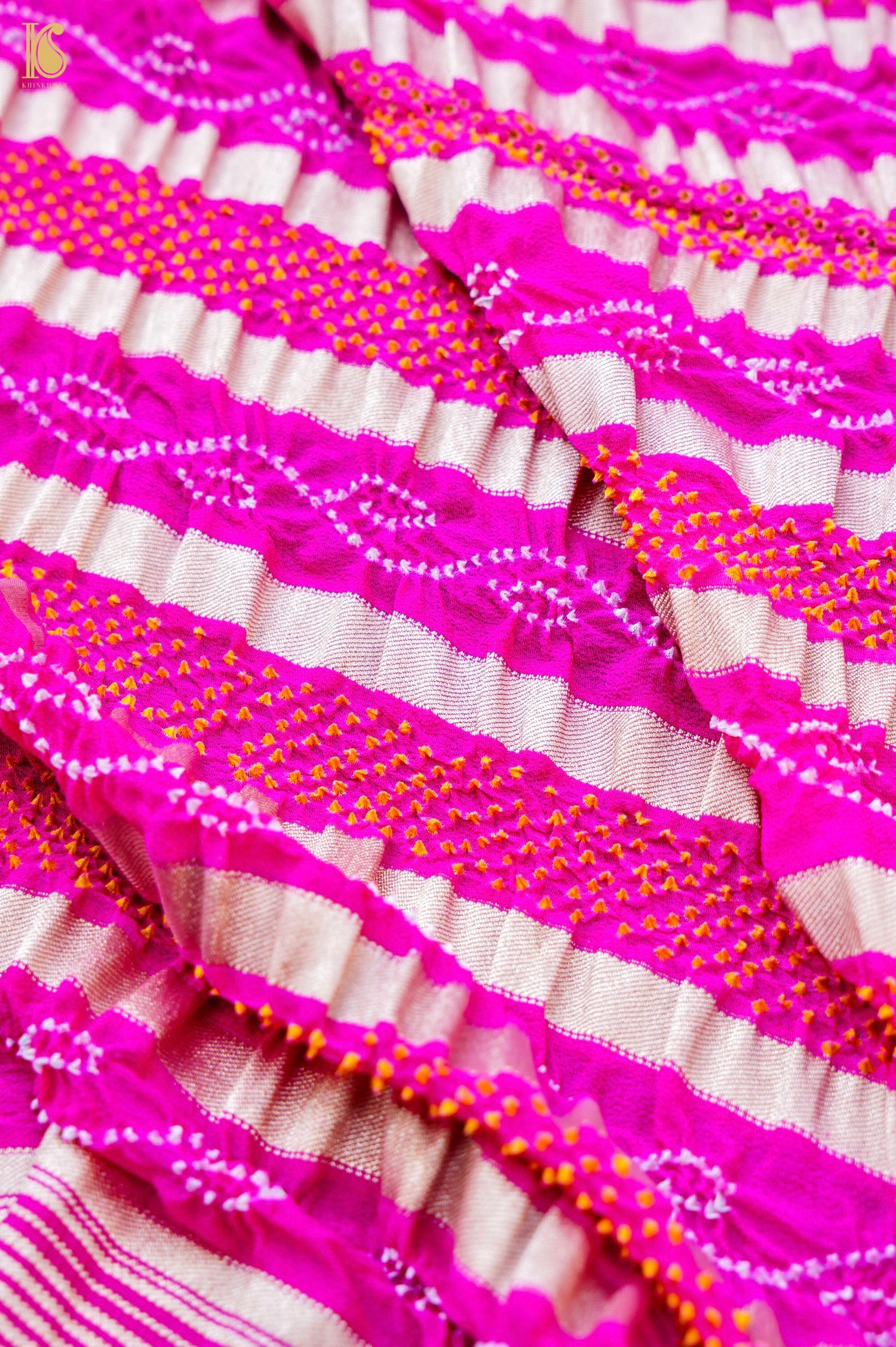 Handloom Banarasi Georgette Bandhani Stripes Dupatta