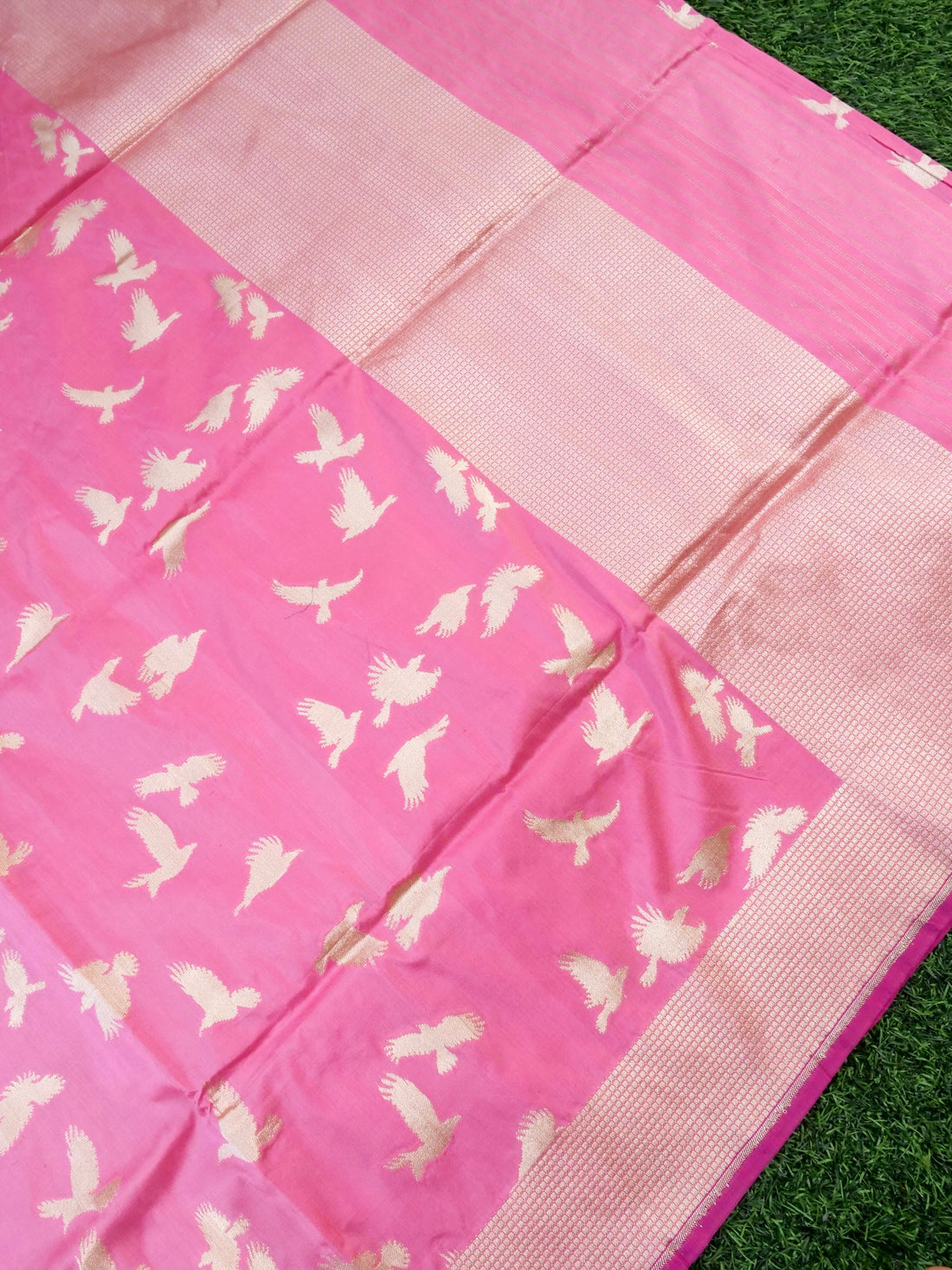 Handwoven Katan Silk Banarasi Chidiya Saree