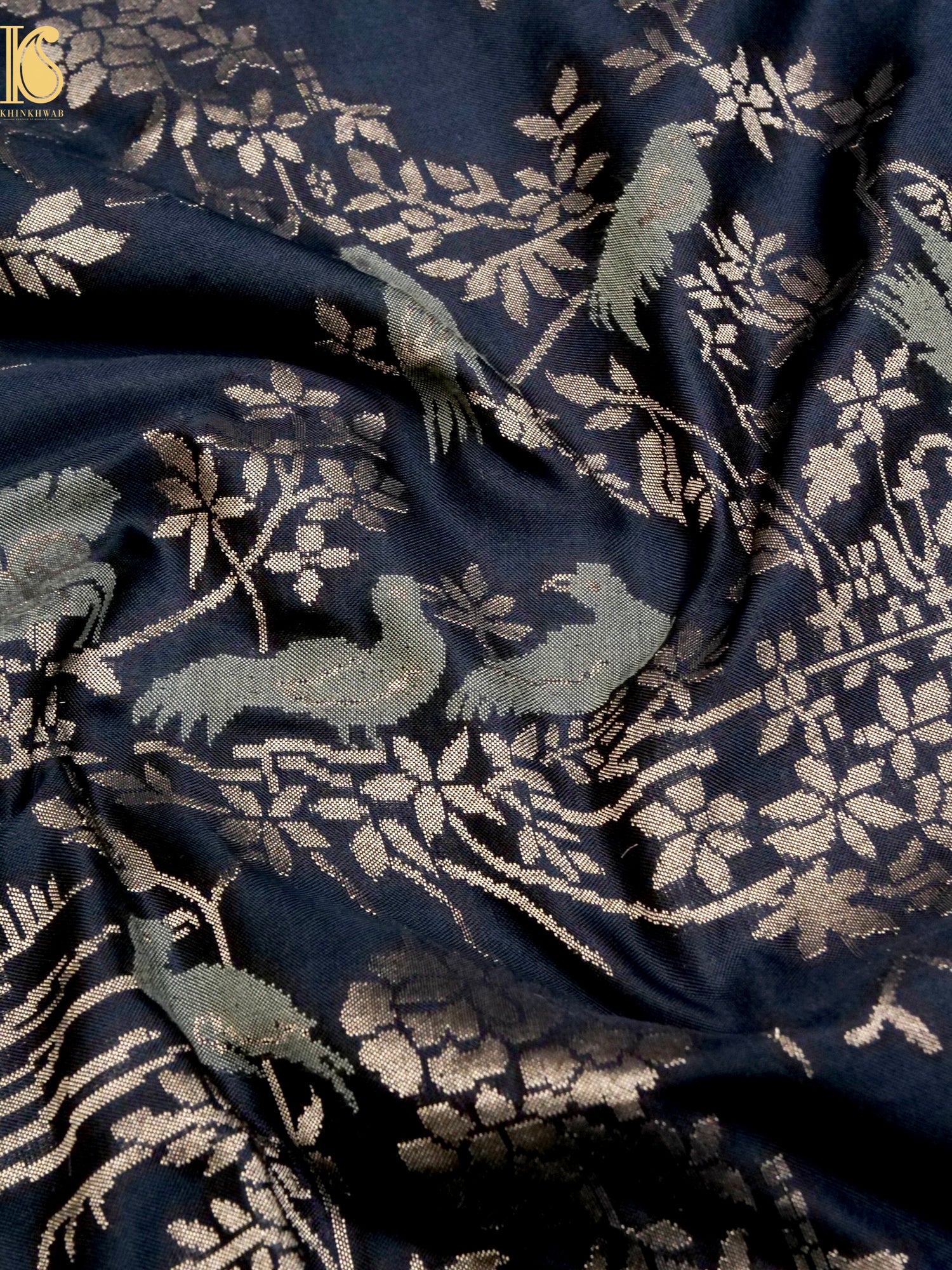 Handloom Pure Brocade Banarasi Big Birds Fabric