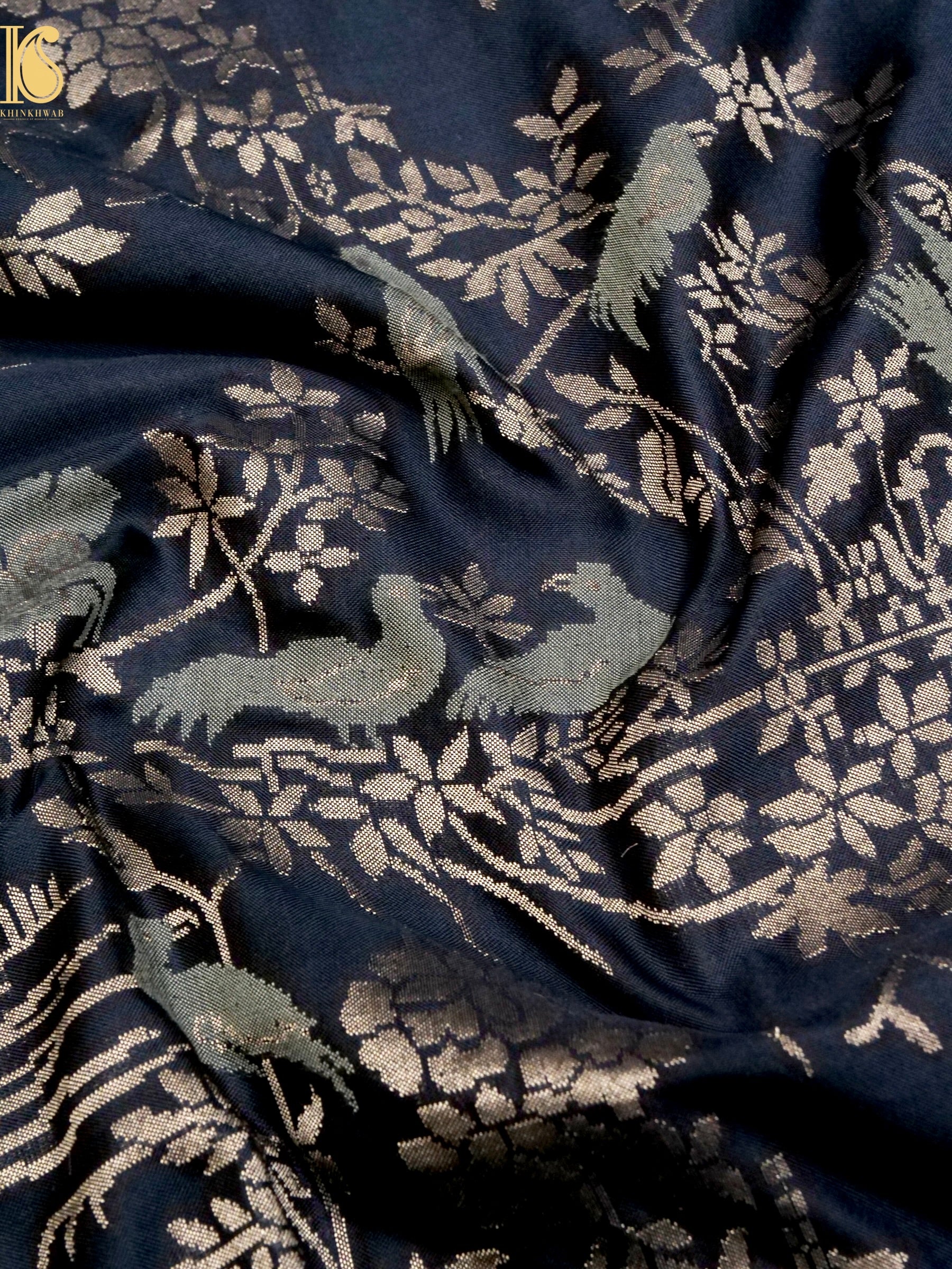 Handloom Pure Brocade Banarasi Big Birds Fabric