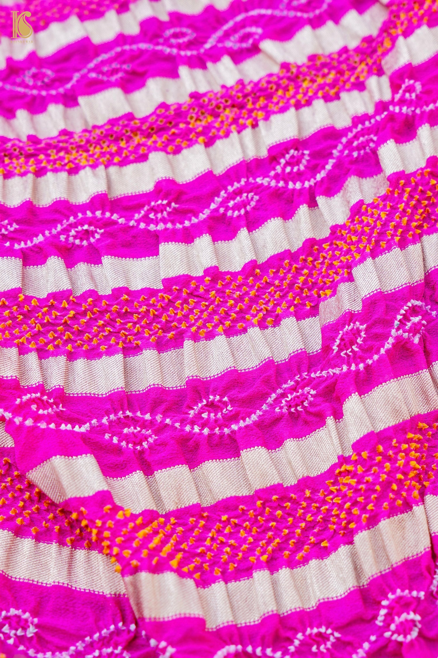 Handloom Banarasi Georgette Bandhani Stripes Dupatta