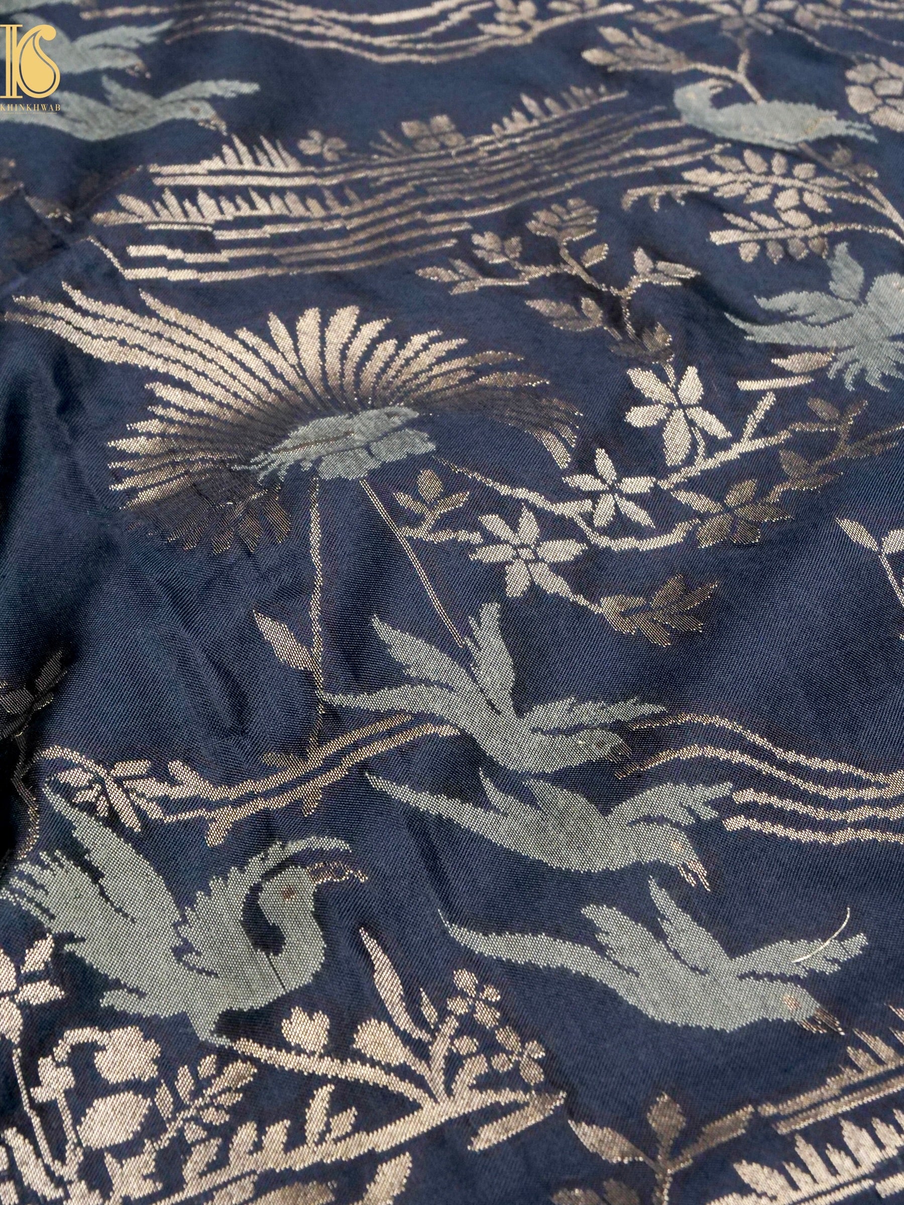 Handloom Pure Brocade Banarasi Big Birds Fabric