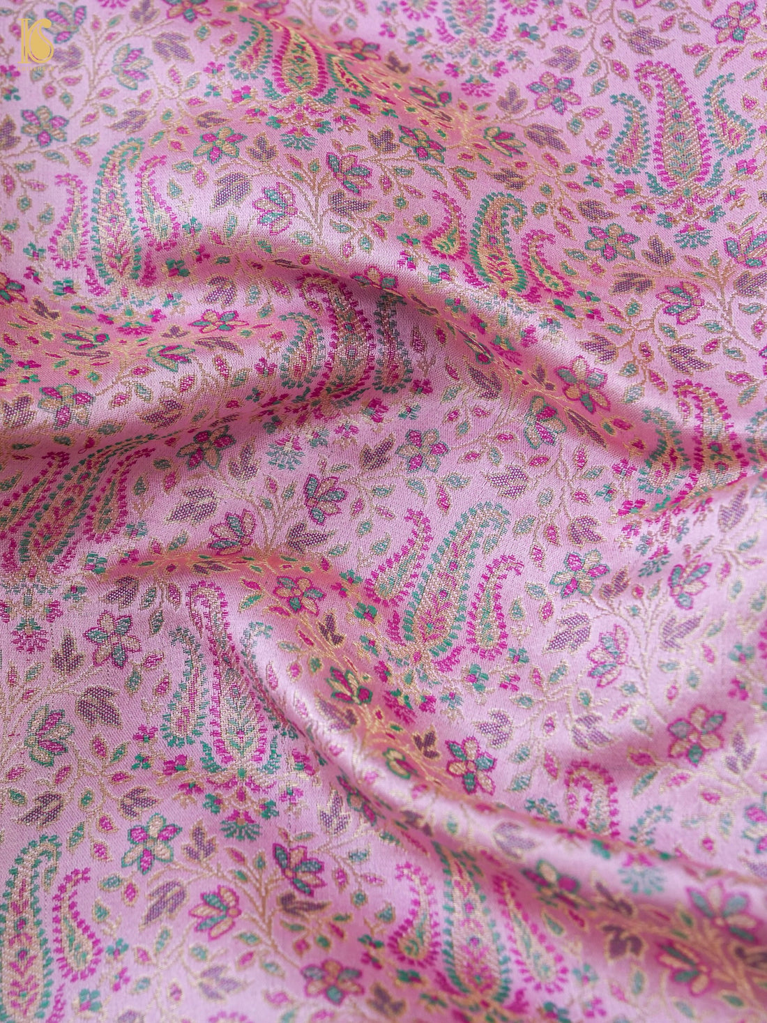 Handloom Banarasi Tanchoi Silk Nawabi Ambi Fabric