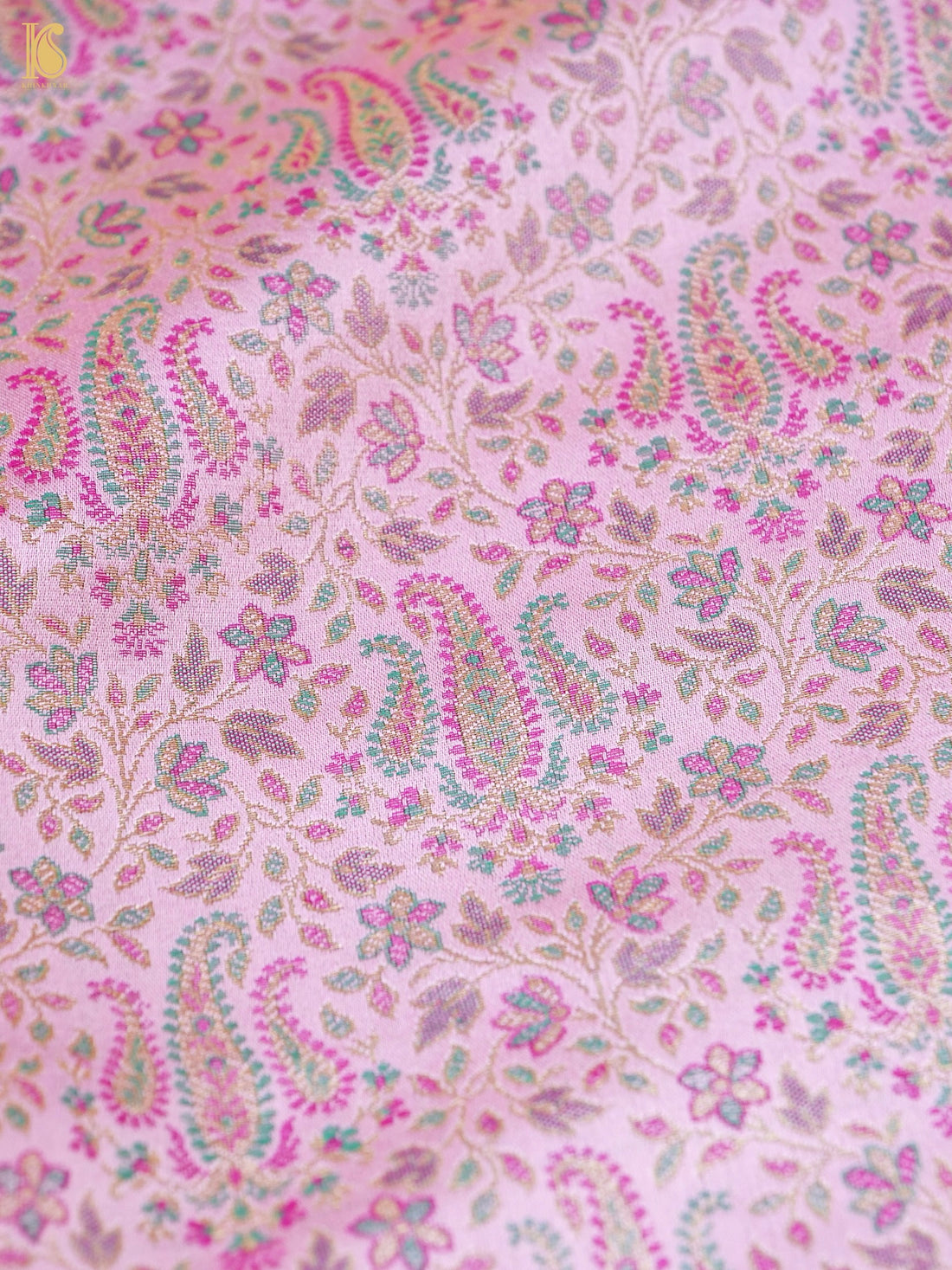 Handloom Banarasi Tanchoi Silk Nawabi Ambi Fabric