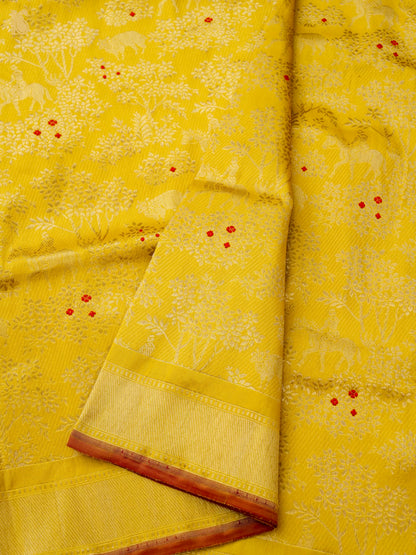 Handloom Banarasi Katan Silk Shikargah Jungle Saree