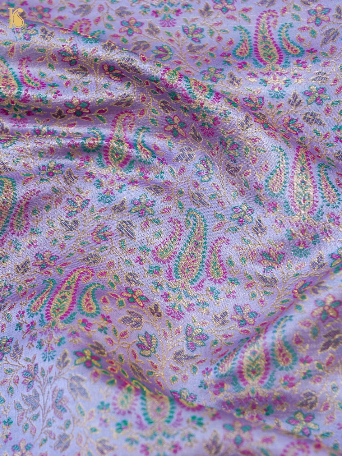 Handloom Banarasi Tanchoi Silk Nawabi Ambi Fabric