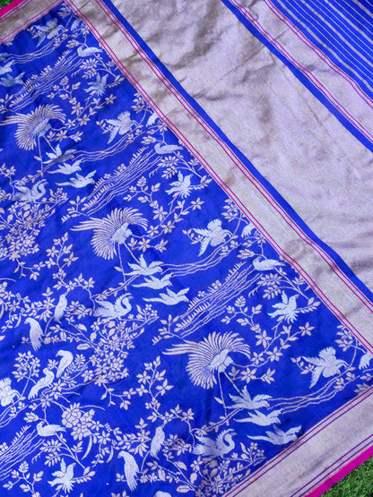 Handloom Pure Katan Silk Shikargah Banarasi Saree