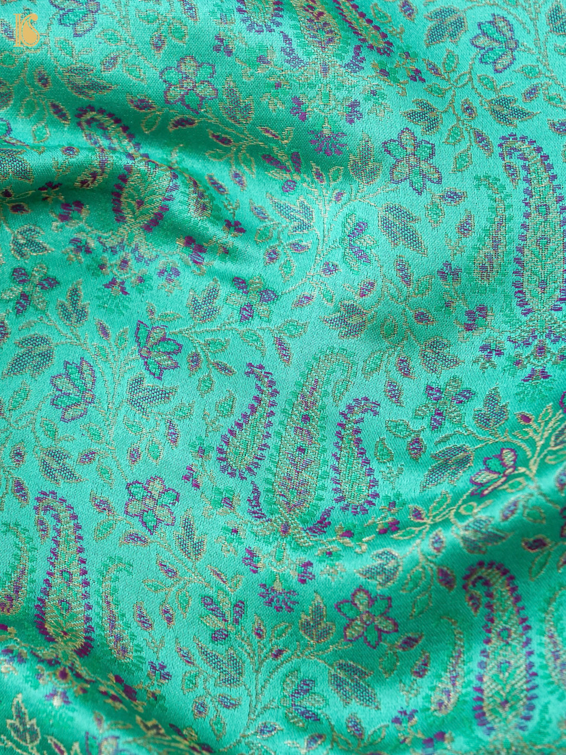 Handloom Banarasi Tanchoi Silk Nawabi Ambi Fabric