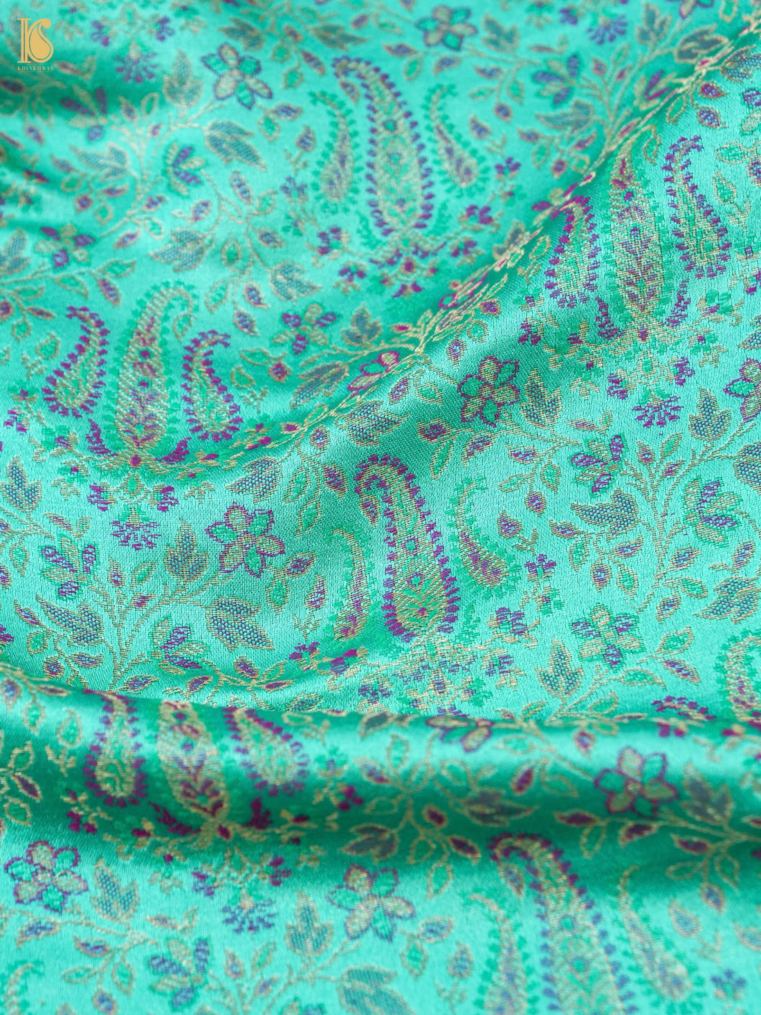 Handloom Banarasi Tanchoi Silk Nawabi Ambi Fabric