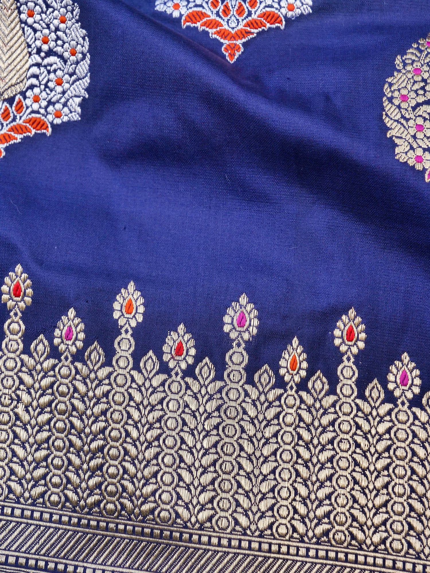 Banarasi Handwoven Katan SIlk Kadwa Mor Saree