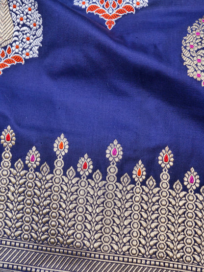 Banarasi Handwoven Katan SIlk Kadwa Mor Saree