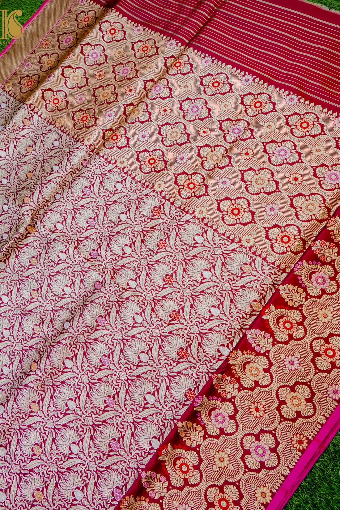 Handloom Banarasi Silk Meena Brocade Saree with Kadwa Border