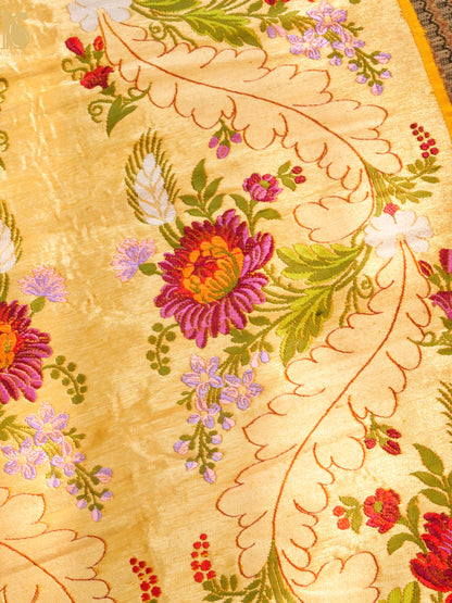 Handwoven Pure Brocade Gyaser Banarasi Fabric
