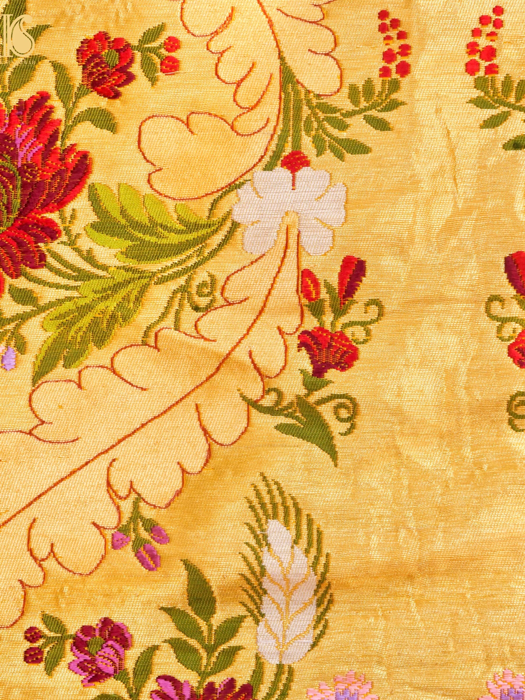 Handwoven Pure Brocade Gyaser Banarasi Fabric