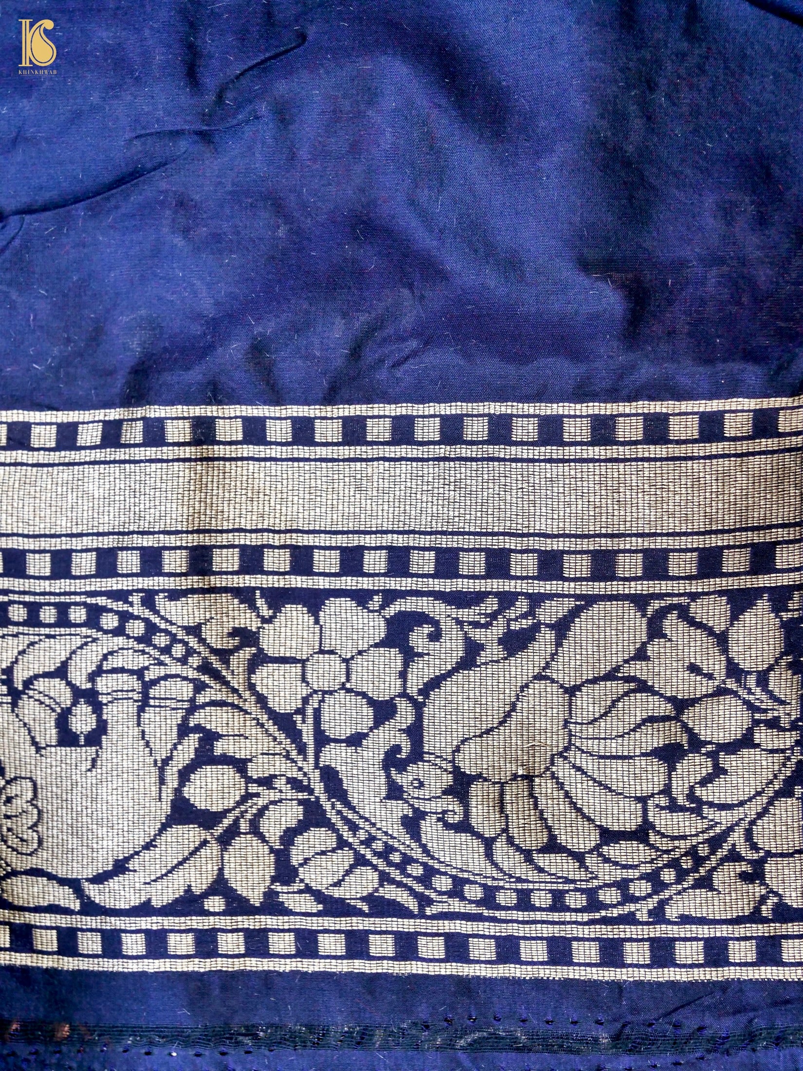 Handloom Katan Silk Blue Banarasi Shikargah Saree
