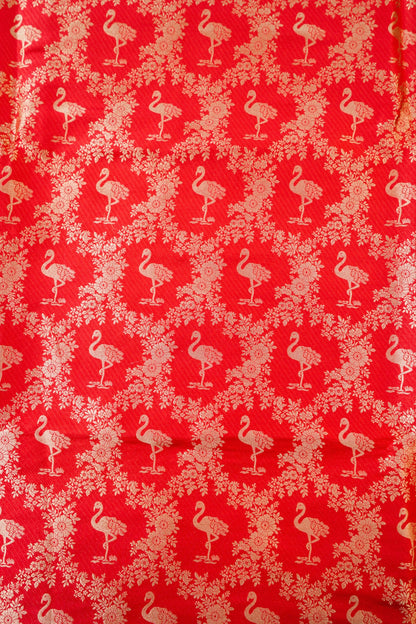 Handloom Pure Brocade Banarasi Crane Fabric