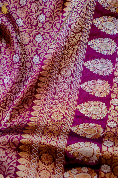 Handloom Banarasi Silk Meena Brocade Saree with Kadwa Border