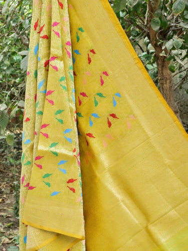 Handloom Banarasi Katan Silk Chidiya Dupatta