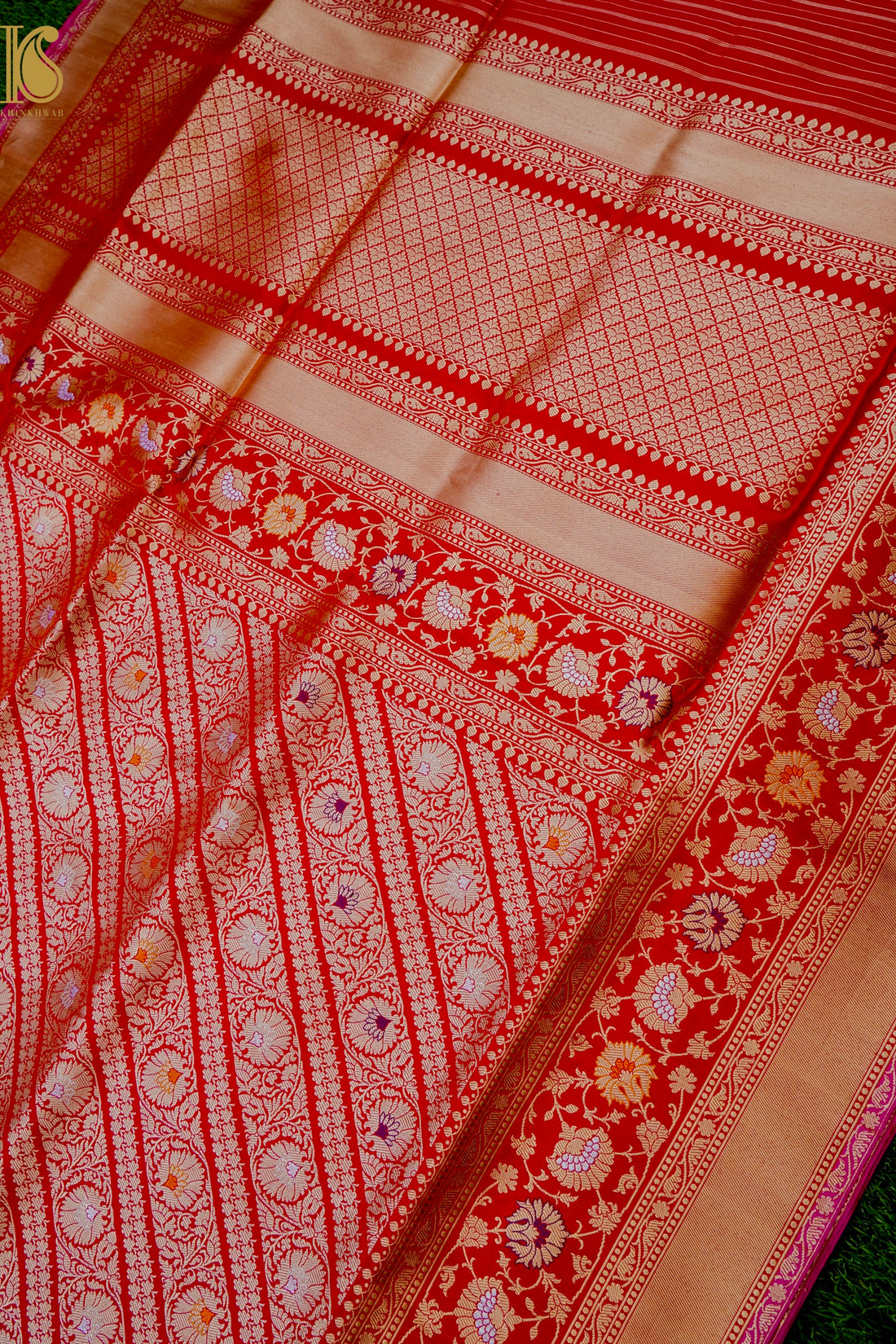 Handloom Banarasi Silk Meena Brocade Saree with Kadwa Border