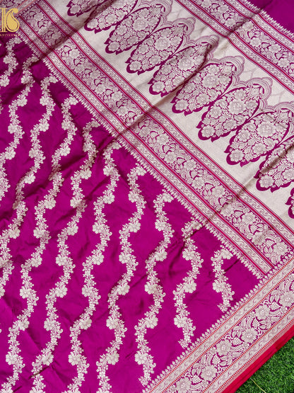 Pure Katan Silk Handloom Banarasi Kadwa Fullari Bel Saree