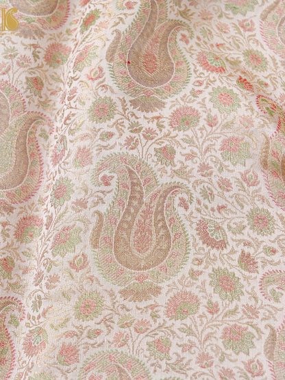 Handloom Banarasi Kalka Ambi Tanchoi Silk Fabric