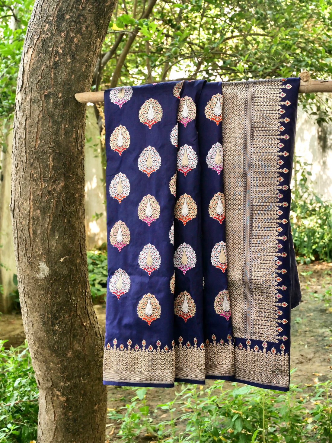 Banarasi Handwoven Katan SIlk Kadwa Mor Saree