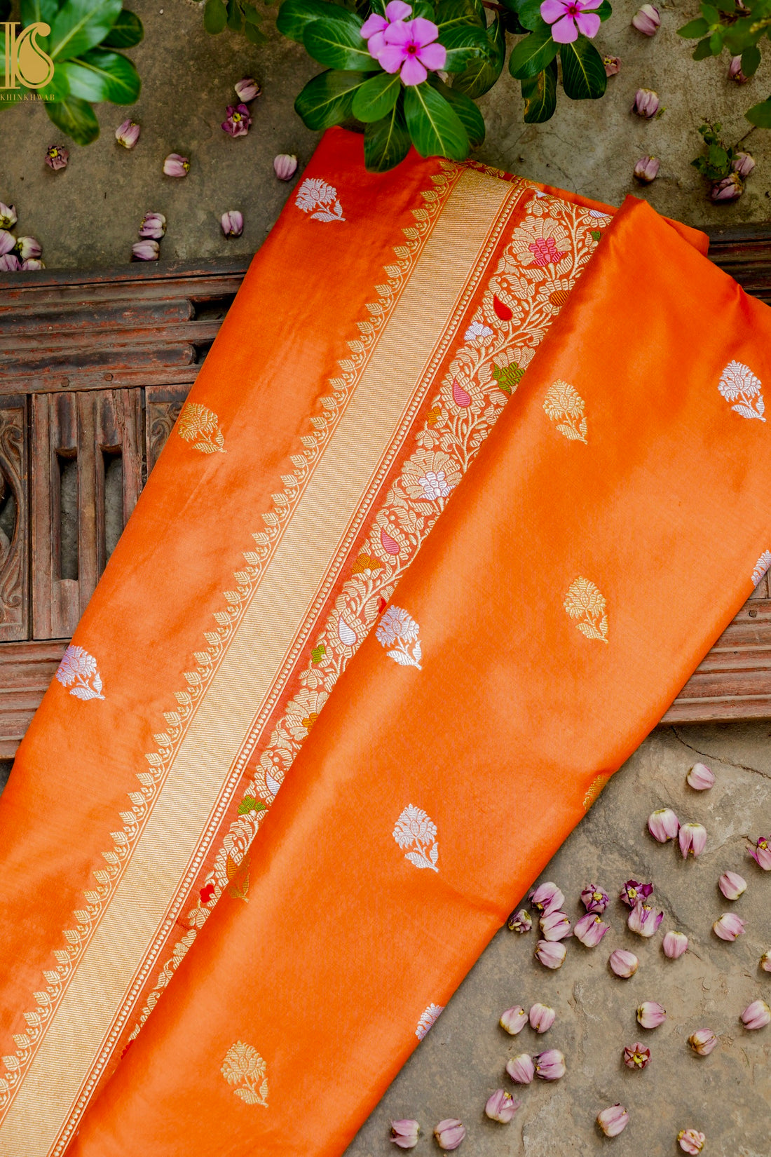 Banarasi Handloom Pure Katan Silk Kadwa Saree with Alfi Border