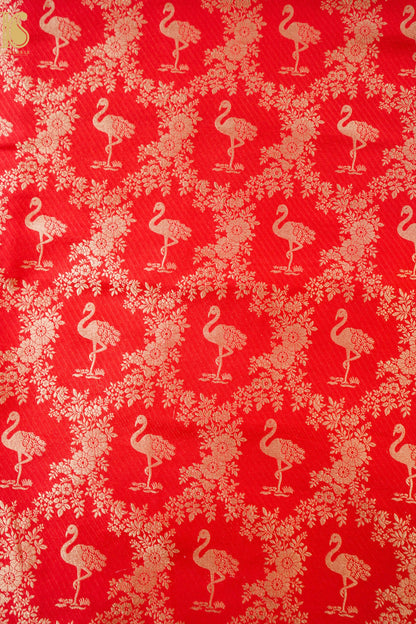 Handloom Pure Brocade Banarasi Crane Fabric