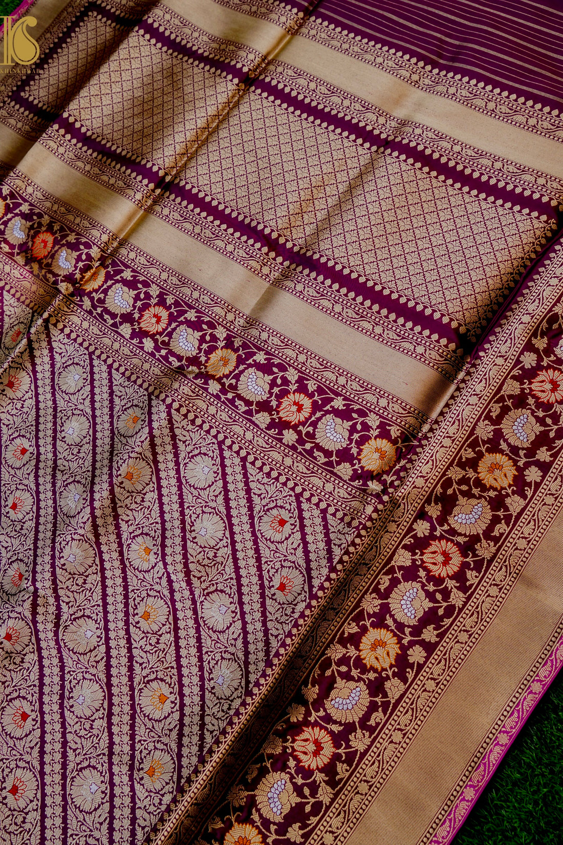 Handloom Banarasi Silk Meena Brocade Saree with Kadwa Border