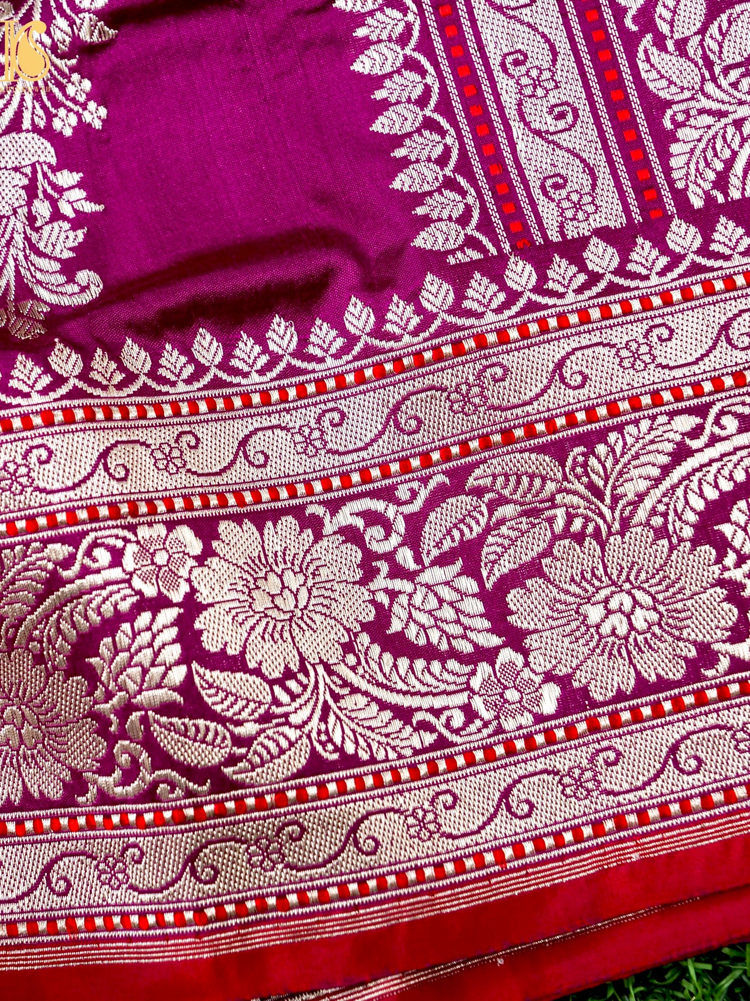 Pure Katan Silk Handloom Banarasi Kadwa Fullari Bel Saree