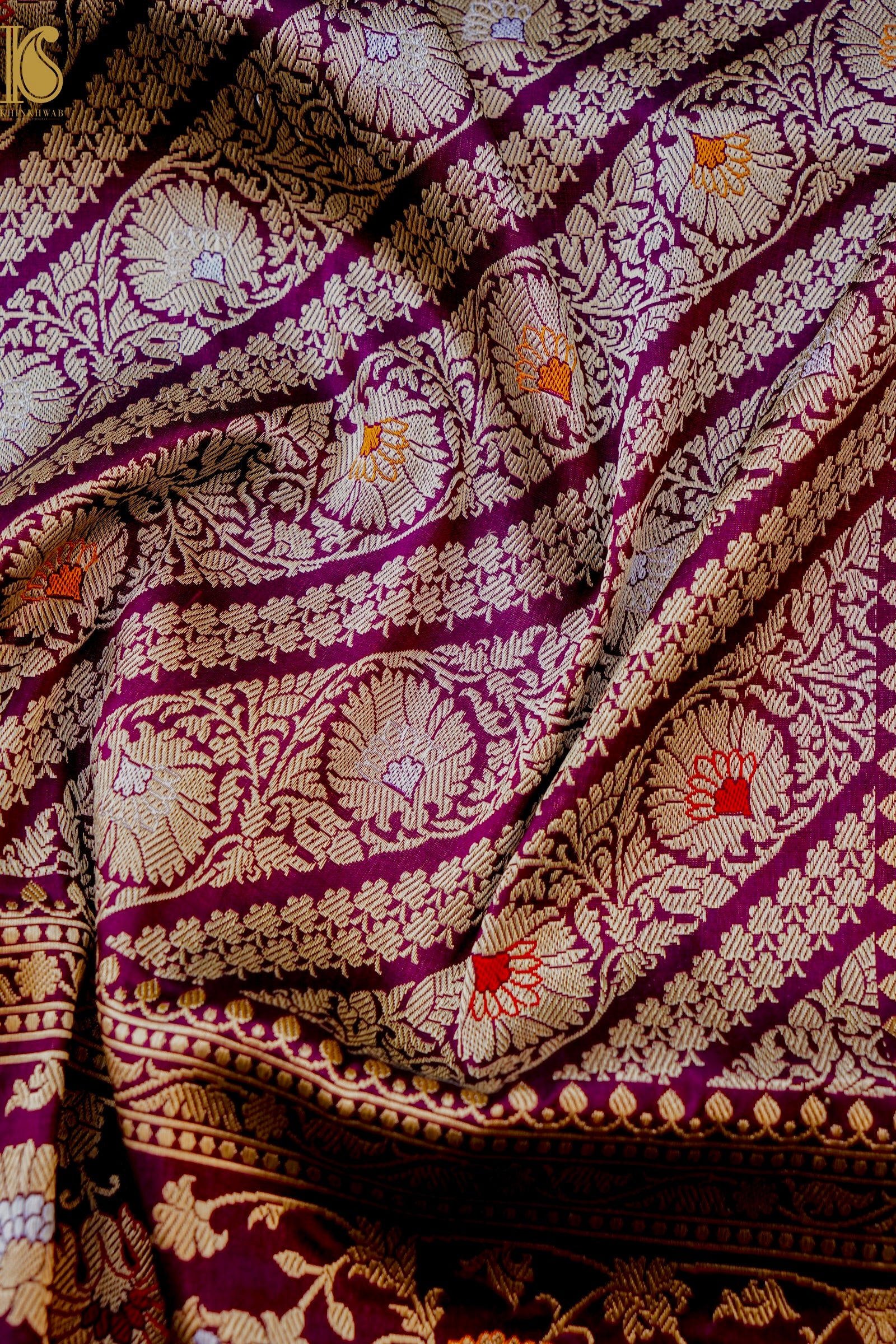 Handloom Banarasi Brocade Handloom Silk saree with Meenakari Weaving, Paisley Border