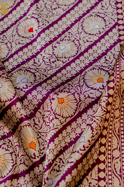 Handloom Banarasi Silk Meena Brocade Saree with Kadwa Border