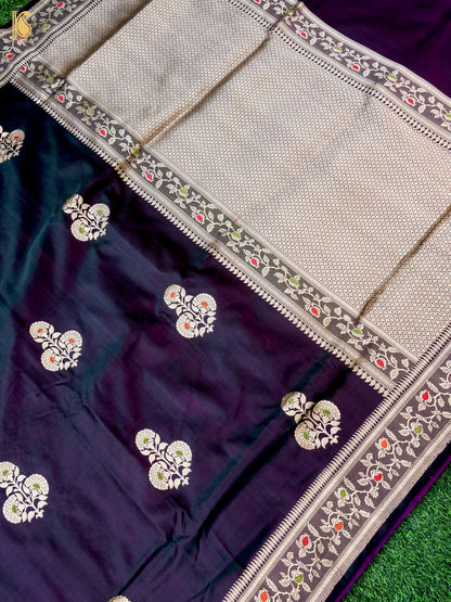 Handwoven Pure Sateen Silk Kadwa Banarasi Saree