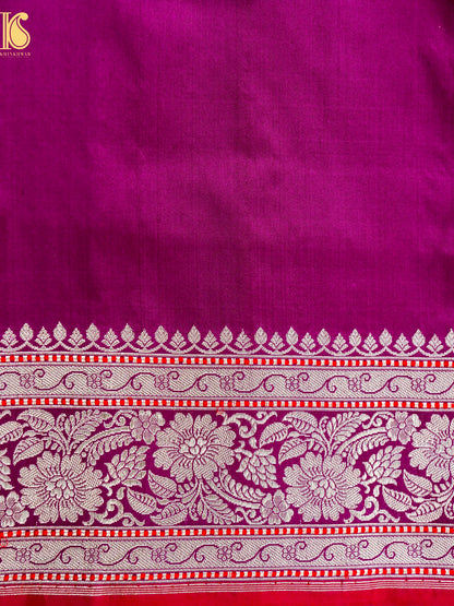 Pure Katan Silk Handloom Banarasi Kadwa Fullari Bel Saree