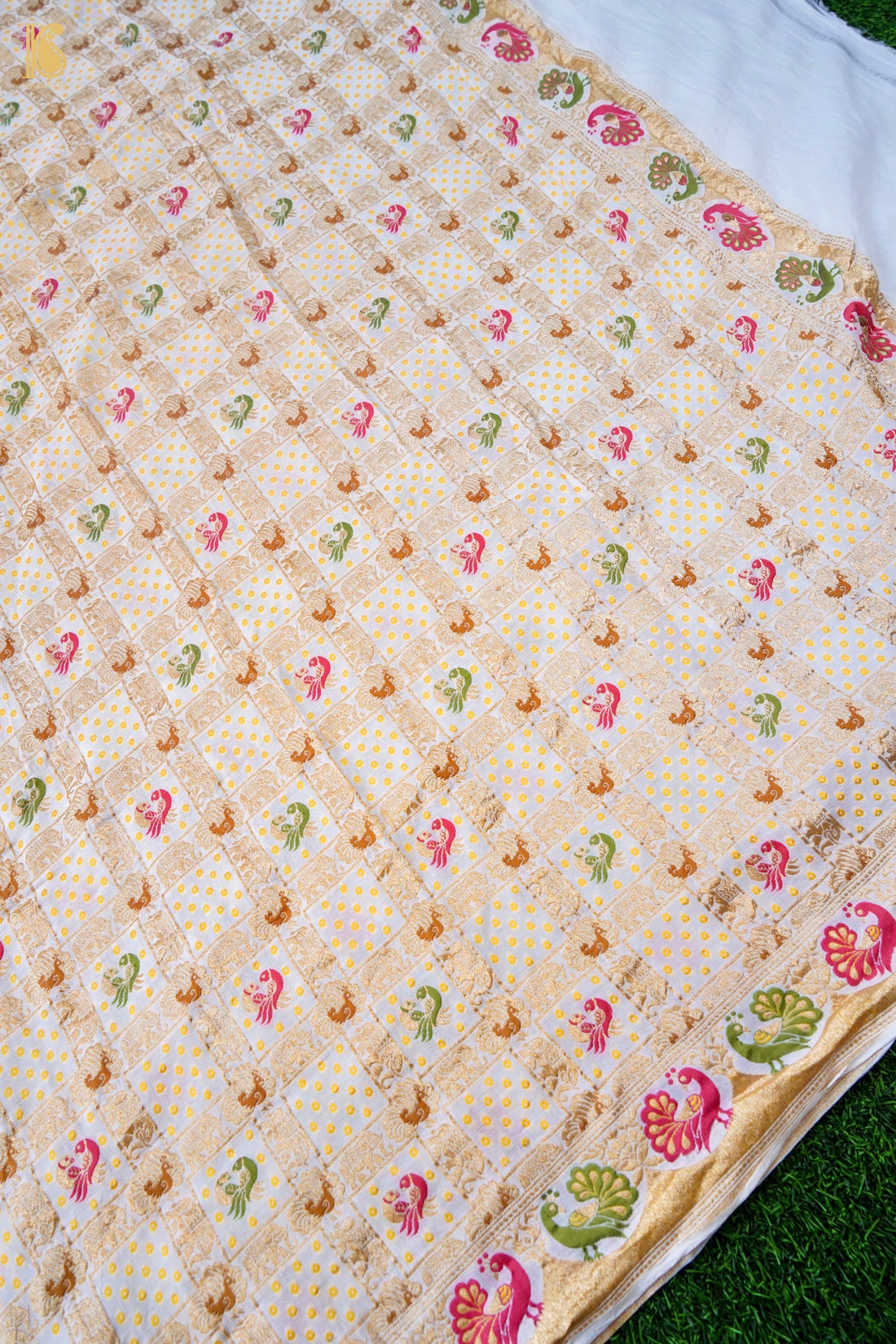 Georgette Banarasi Dyeable Woven Bandhani Peacock Dupatta