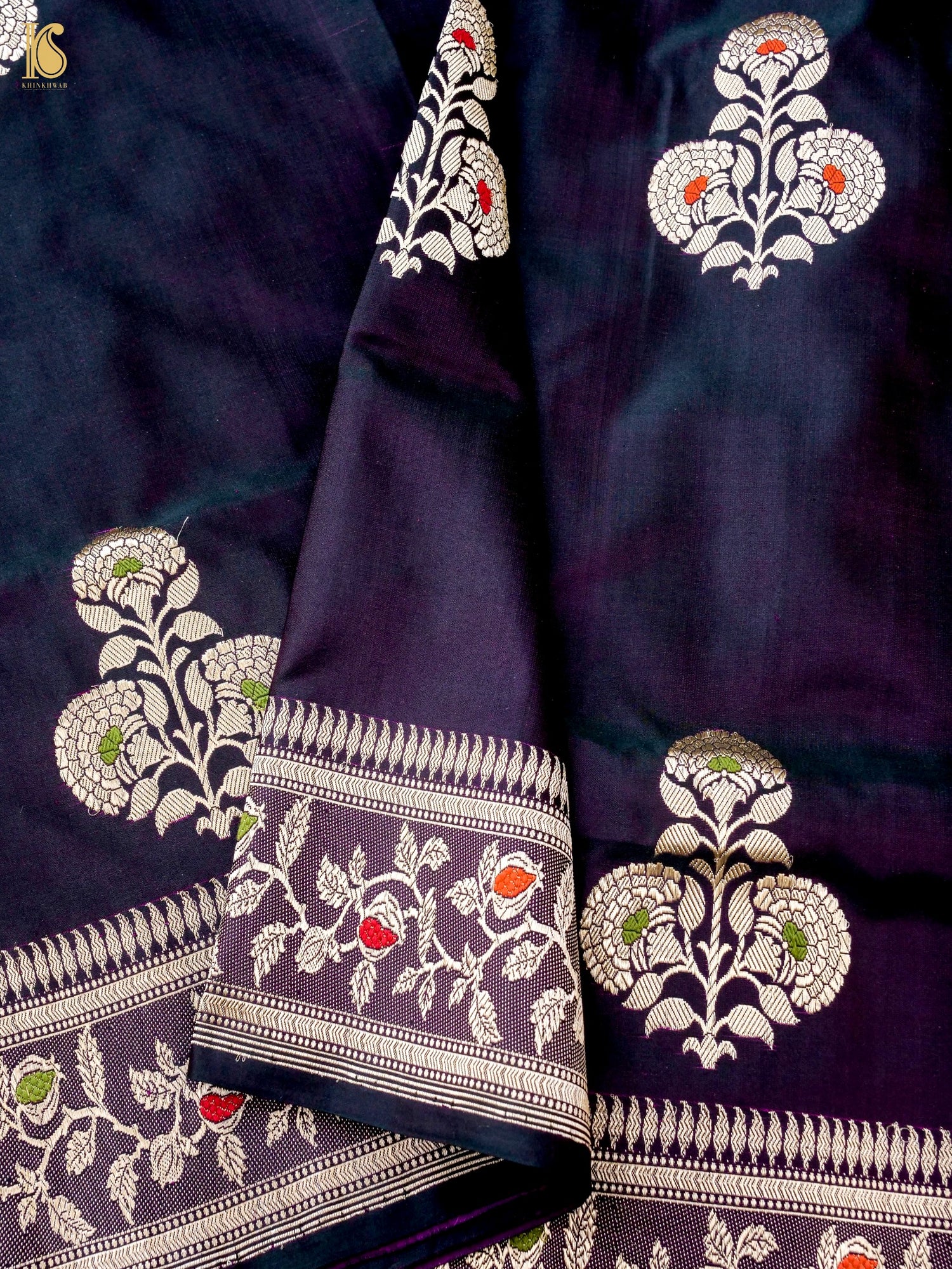 Handwoven Pure Sateen Silk Kadwa Banarasi Saree