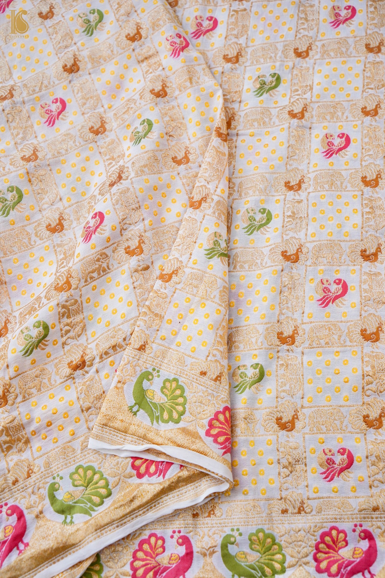 Georgette Banarasi Dyeable Woven Bandhani Peacock Dupatta