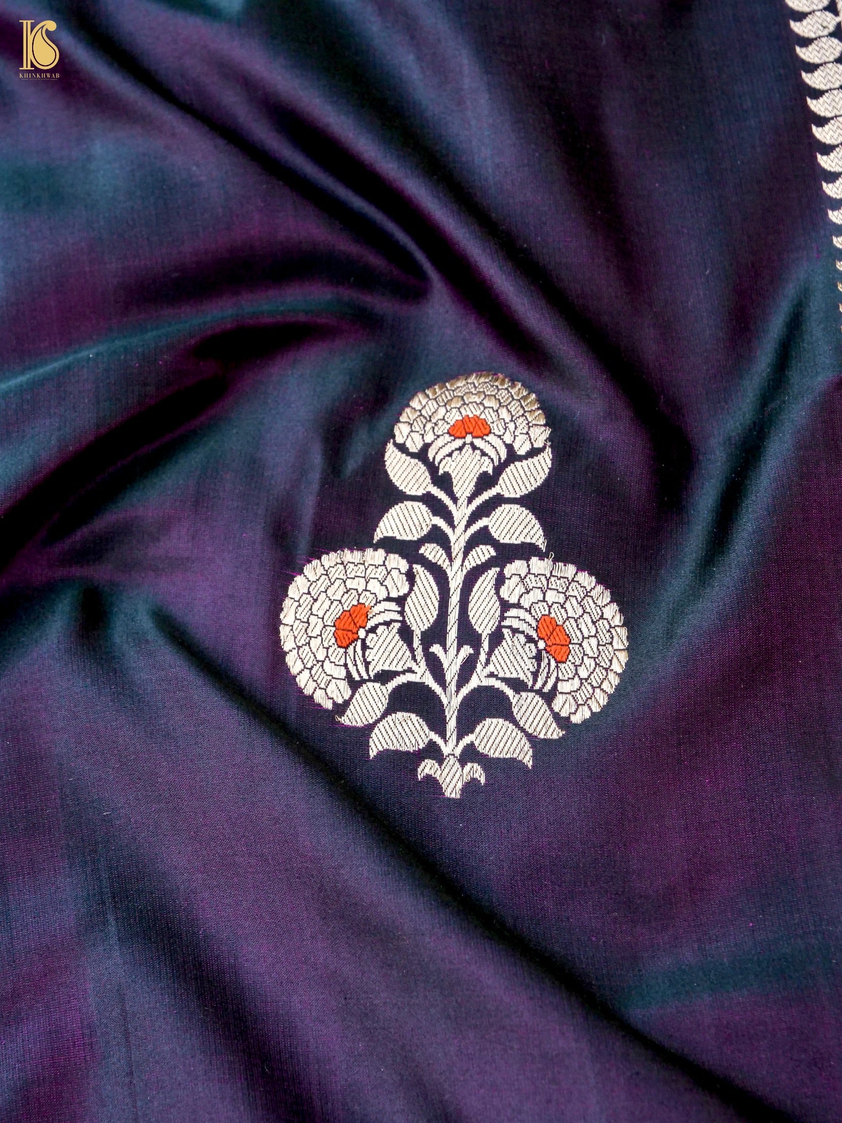 Handwoven Pure Sateen Silk Kadwa Banarasi Saree