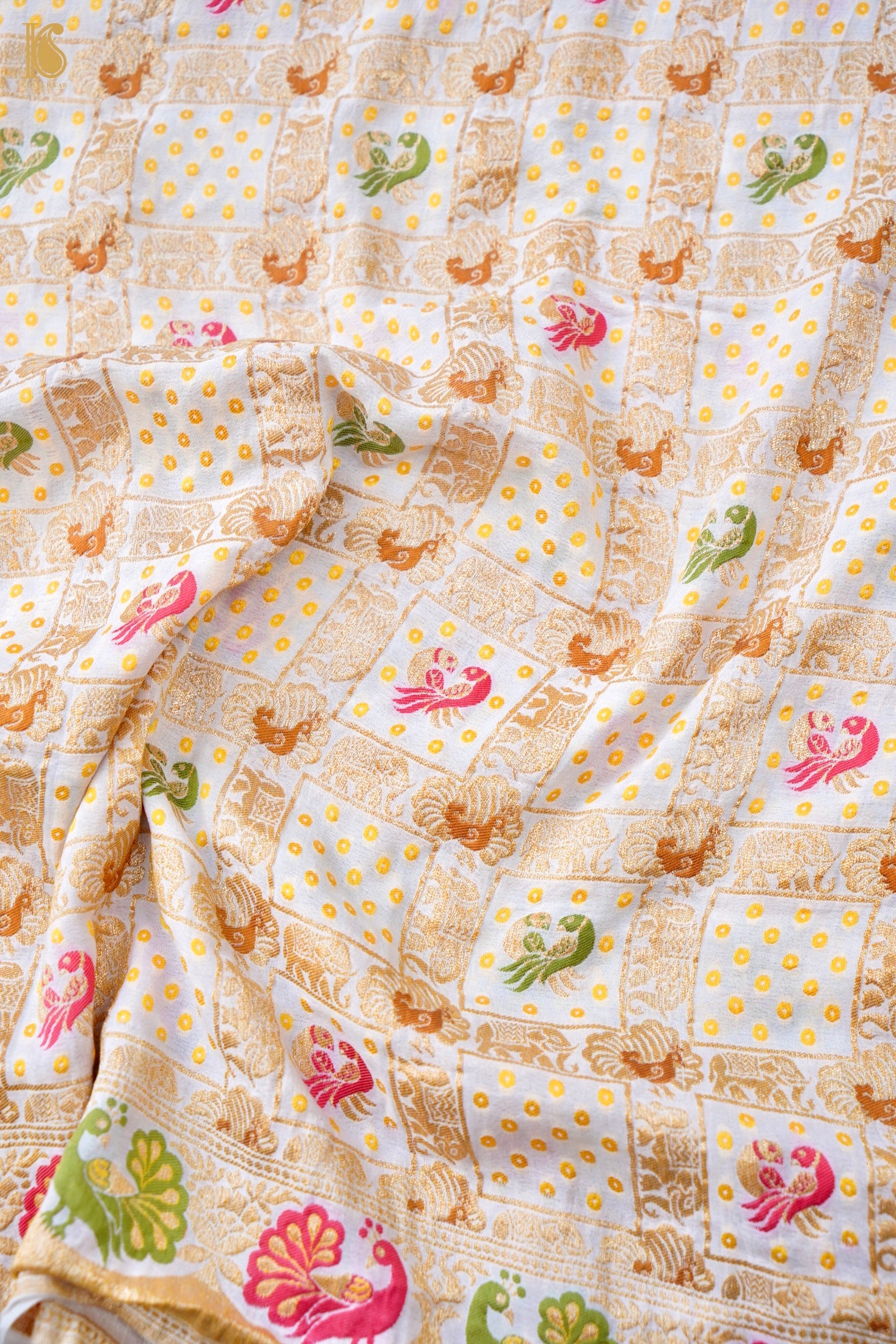 Georgette Banarasi Dyeable Woven Bandhani Peacock Dupatta