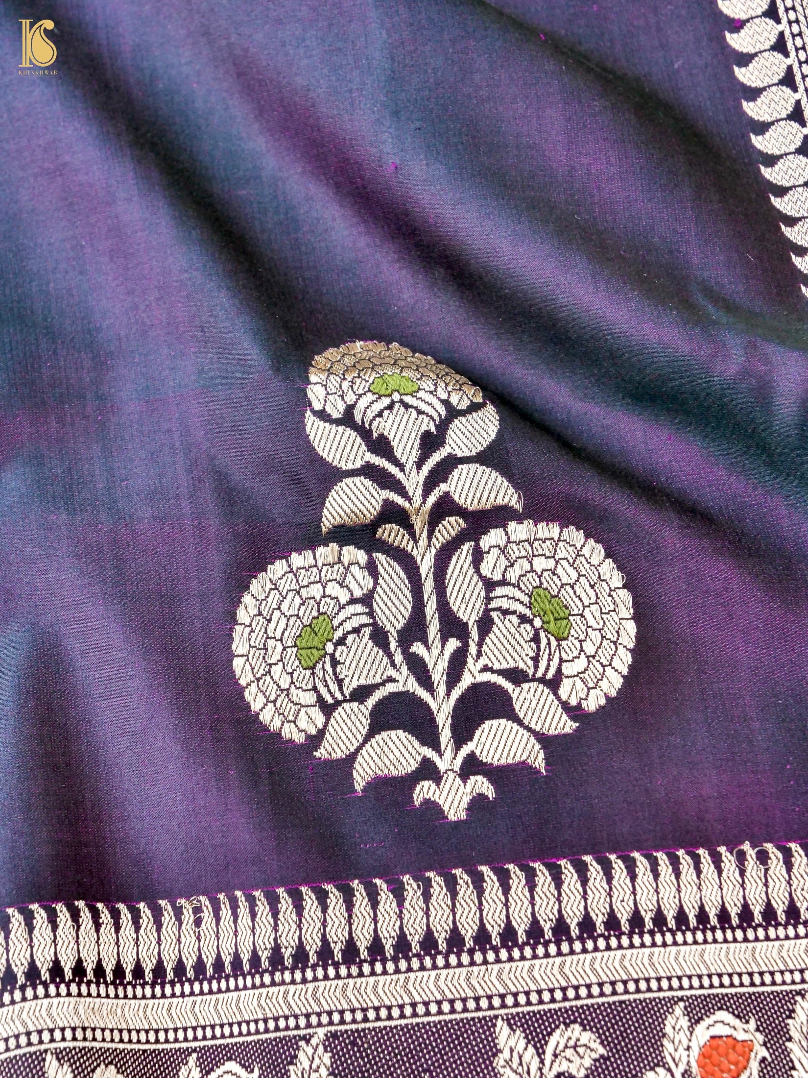 Handwoven Pure Sateen Silk Kadwa Banarasi Saree