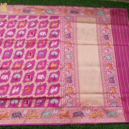 Handwoven Banarasi Katan Silk Kadwa Shikargah Saree