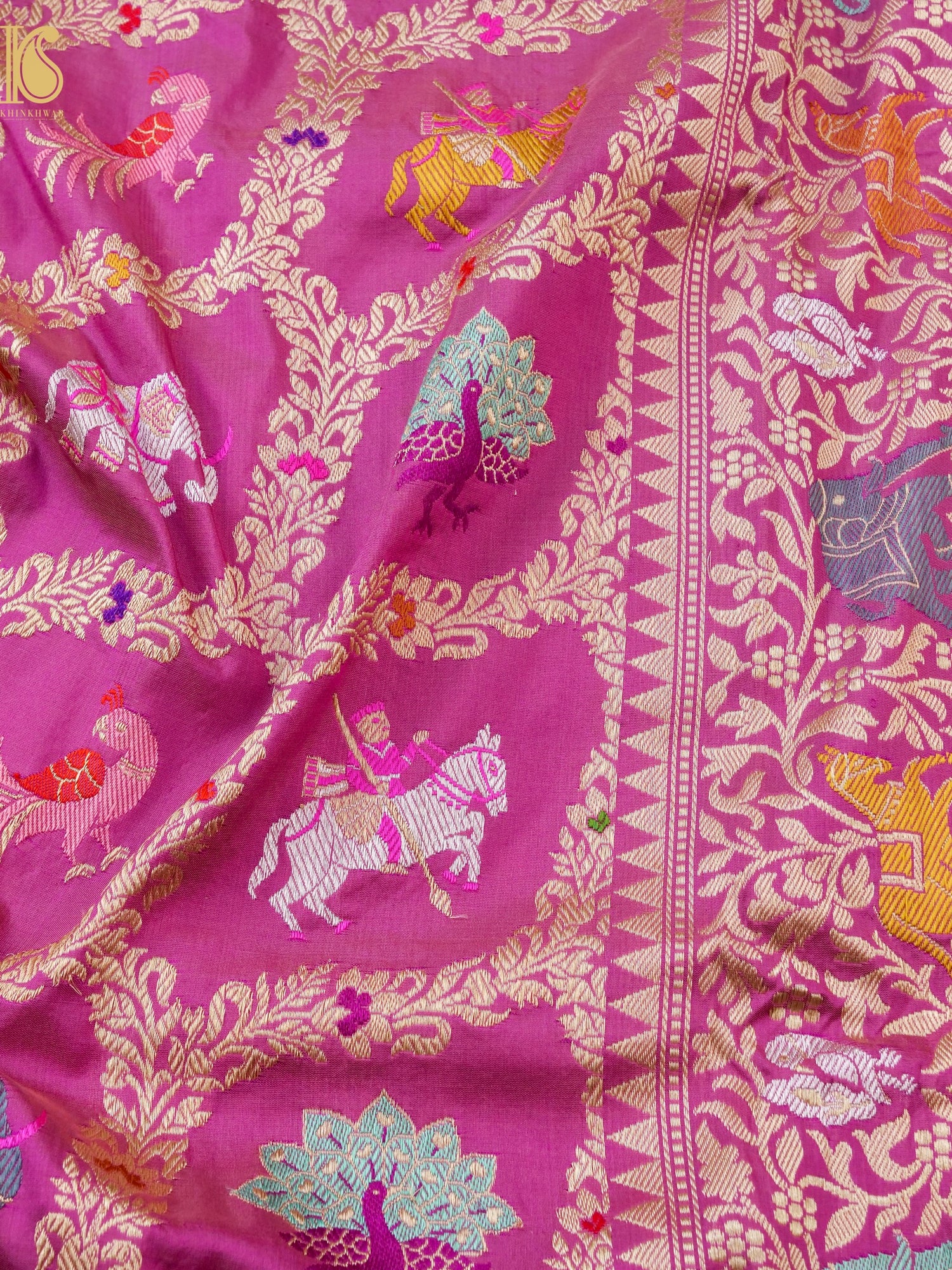 Handwoven Banarasi Katan Silk Kadwa Shikargah Saree