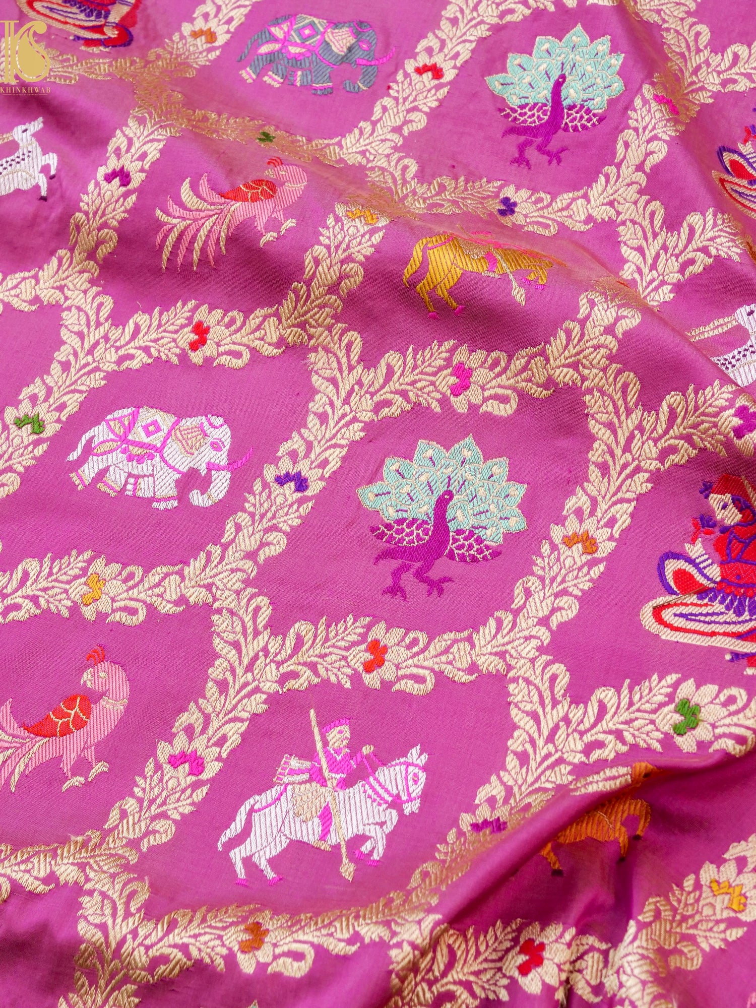 Handwoven Banarasi Katan Silk Kadwa Shikargah Saree